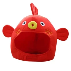 Justerbar Kuglefiskehovedbeklædning Sjov Cosplay Hat Tegneserie Fotorekvisitter (Rød)_Overraskelse Red