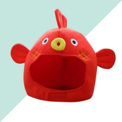 Justerbar Kuglefiskehovedbeklædning Sjov Cosplay Hat Tegneserie Fotorekvisitter (Rød)_Overraskelse Red