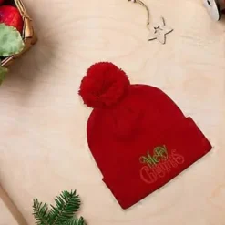 Justerbar Nyhedshat Varm Strikket Julehat Muntert Feriehovedbeklædning Unisex Ferietilbehør Rød Red