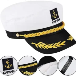 Justerbar sømandshat til voksne, kaptajnhat, cosplay, sømandsskib, bådkaptajnhat til sømand, flåde, marineadmiral