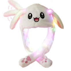 Kanin Hat Øre Bevægelig Hoppende Hat Led Glødende Sjov Bunny Plys Hat Cap Hat Til Kvinder Piger Pink