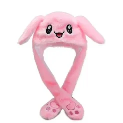 Kanin Hat Øre Bevægelse Hoppende Hat Sjov Bunny Plys Hat Cap Pink