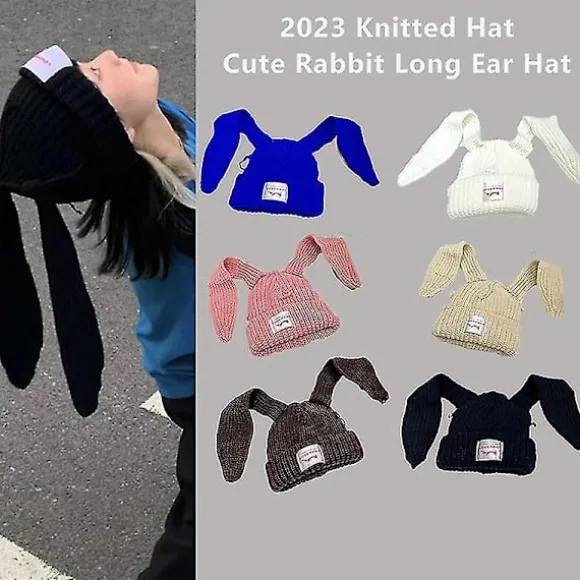 Kanin Langøre Hat Strikket Hat Varmt Hætte Unisex Hætte Beanie Langøre Hat Bunnyhat