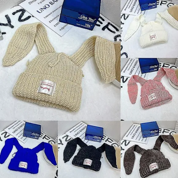 Kanin Langøre Hat Strikket Hat Varmt Hætte Unisex Hætte Beanie Langøre Hat Bunnyhat