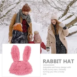 Kaninhat, Kaninører, Sjov Plys Hat, Pelskaninhat, Dyrehat, Festfotorekvisit Rosy