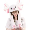 Kaninhat med Bevægelige Ører, Hoppedyr Hat, Sjov Bunny Plys Hat, Varmt Vinterhat til Kvinder og Piger, Cosplay