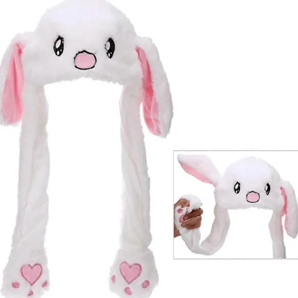 Kaninøre Bevægelige Hoppende Hat Pludselig Kaninhat Sjov Kasket med Bevægelige Øre Tryk Pop Up Hat Gave