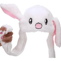 Kaninøre Bevægelige Hoppende Hat Pludselig Kaninhat Sjov Kasket med Bevægelige Øre Tryk Pop Up Hat Gave