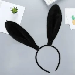 Kaninøre Hårbøjle Hovedbeklædning Cosplay Hår Bøjle Hovedbeklædning Festartikler Dejlig Black