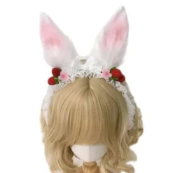 Kaninører Hårbånd Plys Kaninører Hårklemmer Kostume Hårtilbehør til Børn Voksne Cosplay Festgave 3 Stilarter Raspberry Bunny Ear