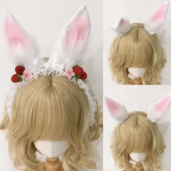 Kaninører Hårbånd Plys Kaninører Hårklemmer Kostume Hårtilbehør til Børn Voksne Cosplay Festgave 3 Stilarter Raspberry Bunny Ear