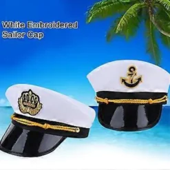 Kaptajn Hat Voksen Yacht Båd Hat Marine Officer Hat Voksen Navigationshovedbeklædning til Strandferier og Picnic gylden stor pil golden big arrow