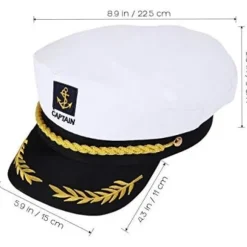 Kaptajnshat til voksne - Hvid Yachting Sømand Admiral Kostumetilbehør, One Size-FO-