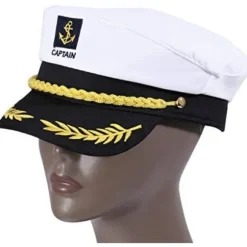 Kaptajnshat til voksne - Hvid Yachting Sømand Admiral Kostumetilbehør, One Size-FO-