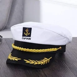 Kaptajnshat til voksne - Hvid Yachting Sømand Admiral Kostumetilbehør, One Size-FO-