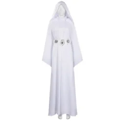 Karneval 2024 Børn Voksen Rumkamp Prinsesse Kostume Fancy Dress Festtøj Hvid Kåbe Rollespil Leia Cosplay Kostume Adult S