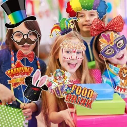 Karneval Foto Booth Rekvisitter, 30 stk. Cirkus Karneval Foto Rekvisitter - Karneval Tema Fest Dekorationer Selfie Billed Rekvisitter, Cirkus Foto Booth Rekvisitter Fest | Fyndiq