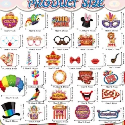 Karneval Foto Booth Rekvisitter, 30 stk. Cirkus Karneval Foto Rekvisitter - Karneval Tema Fest Dekorationer Selfie Billed Rekvisitter, Cirkus Foto Booth Rekvisitter Fest | Fyndiq