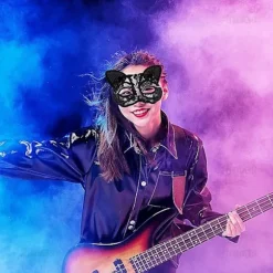 Kat Masquerade Maske Luksuriøs Sexet Katte Maske med Perledekoration