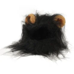 Kattemanke Paryk Bedårende Sød Sjov Kostume Manke Hat med Ører til Katte og Små Hunde Sort