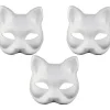 Kattemaske, 3 STK. Therian Masker Hvide Kattemasker Blank DIY Halloween Maske Dyre Halvmasker Maskerade Cosplay Fest (FMY)