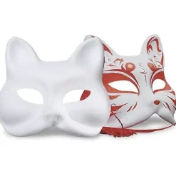 Kattemaske, 3 STK. Therian Masker Hvide Kattemasker Blank DIY Halloween Maske Dyre Halvmasker Maskerade Cosplay Fest (FMY)