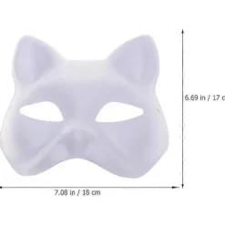 Kattemaske, 3 STK. Therian Masker Hvide Kattemasker Blank DIY Halloween Maske Dyre Halvmasker Maskerade Cosplay Fest (FMY)