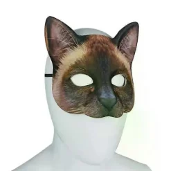 Kattemaske Halloween Halvt Ansigt Naturtro Kattemaske Fest Spille Kostume Rekvisitter Dyrefestmaske Unisex Cosplay Festrekvisitter D A4