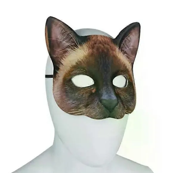 Kattemaske Halloween Halvt Ansigt Naturtro Kattemaske Fest Spille Kostume Rekvisitter Dyrefestmaske Unisex Cosplay Festrekvisitter D A4