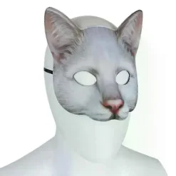 Kattemaske Halloween Halvt Ansigt Naturtro Kattemaske Fest Spille Kostume Rekvisitter Dyrefestmaske Unisex Cosplay Festrekvisitter D A4