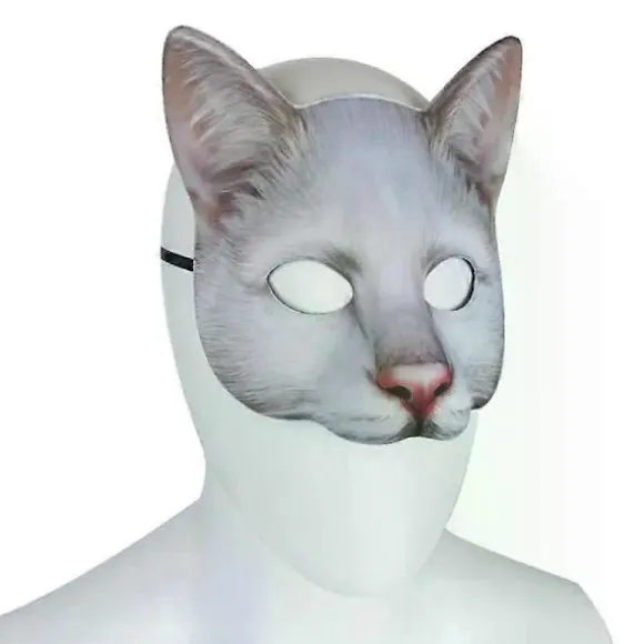 Kattemaske Halloween Halvt Ansigt Naturtro Kattemaske Fest Spille Kostume Rekvisitter Dyrefestmaske Unisex Cosplay Festrekvisitter D A4