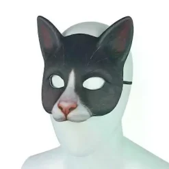 Kattemaske Halloween Halvt Ansigt Naturtro Kattemaske Fest Spille Kostume Rekvisitter Dyrefestmaske Unisex Cosplay Festrekvisitter D A4