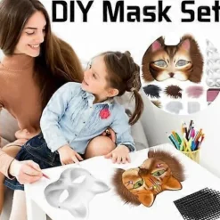 Kattemaske med pels og mesh-øje, blanke papirmasker til DIY, hvide malepapirmasker, kattemaske til DIY Halloween Mardi Gras-fest Maroon-29pcs