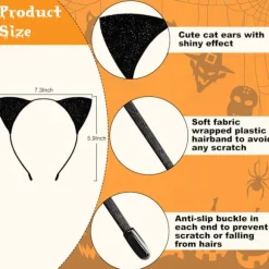 Katteøre Hårbøjle til Kvinder Piger, Halloween Cosplay Kattekostume Hårtilbehør til Voksne Børn_jarx