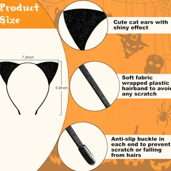 Katteøre Hårbøjle til Kvinder Piger, Halloween Cosplay Kattekostume Hårtilbehør til Voksne Børn_jarx