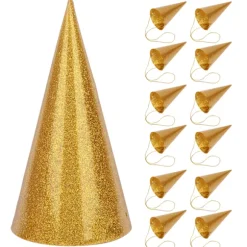 Kegle Fødselsdagshatte Sjove Børn Fest Krone Glitter Party Hat Dekoration Forsyninger Gylden