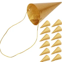 Kegle Fødselsdagshatte Sjove Børn Fest Krone Glitter Party Hat Dekoration Forsyninger Gylden