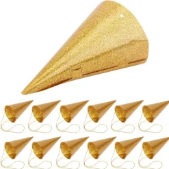 Kegle Fødselsdagshatte Sjove Børn Fest Krone Glitter Party Hat Dekoration Forsyninger Gylden