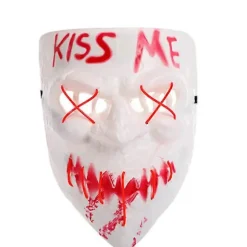 Kiss me Glødende Maske Maskerade Koldt Lys LED Maske Halloween Horror Rekvisitter