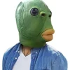 [KK] 【jia】Sød sjov grøn fiskemaske voksen latex dyr fuld hovedmaske Halloween kostume cosplay fest rekvisitter