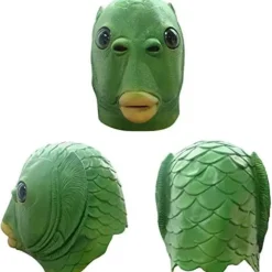 [KK] 【jia】Sød sjov grøn fiskemaske voksen latex dyr fuld hovedmaske Halloween kostume cosplay fest rekvisitter