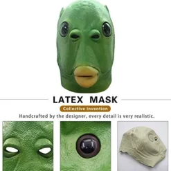 [KK] 【jia】Sød sjov grøn fiskemaske voksen latex dyr fuld hovedmaske Halloween kostume cosplay fest rekvisitter