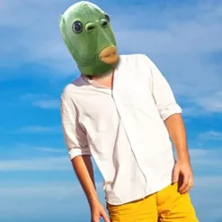 [KK] 【jia】Sød sjov grøn fiskemaske voksen latex dyr fuld hovedmaske Halloween kostume cosplay fest rekvisitter