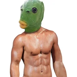 [KK] 【jia】Sød sjov grøn fiskemaske voksen latex dyr fuld hovedmaske Halloween kostume cosplay fest rekvisitter