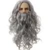[KK] 【jia】Tomte paryk skæg komplet sæt Jesus paryk Europa og USA langt krøllet hår juleparyk skægsæt-C modeller