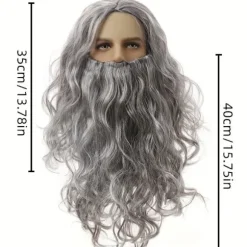 [KK] 【jia】Tomte paryk skæg komplet sæt Jesus paryk Europa og USA langt krøllet hår juleparyk skægsæt-C modeller