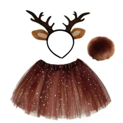[KK] Julehjorteøre-hårbånd kompatibelt med kvinder piger Halloween hjorteudklædningstilbehør Hjorte-hårbånd Hjortehale Hjortenæse Spotted Antlers ThrA | Fyndiq
