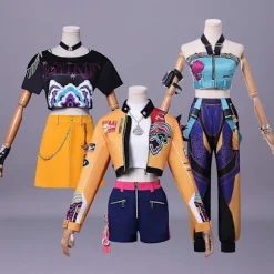 [KK] K-POP Demon Hunter Girl Group Cosplay Kostume Lumi Mira Zoe Kpop Idol Performance Outfit Cardanhuang Stof one Size