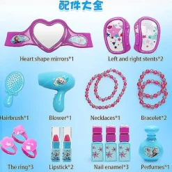[KK] Makeupsæt, makeuplegetøj kompatibelt med børn, piger, Frozen makeuptaske