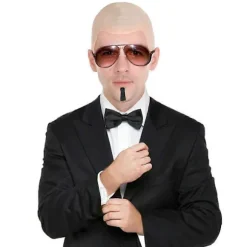 [KK] Mr Worldwide Skaldet Hætte & Solbriller Sæt, Berømthedsikon Udklædning Pitbull Kostume Tilbehør Sæt-Perfekt 2pcs